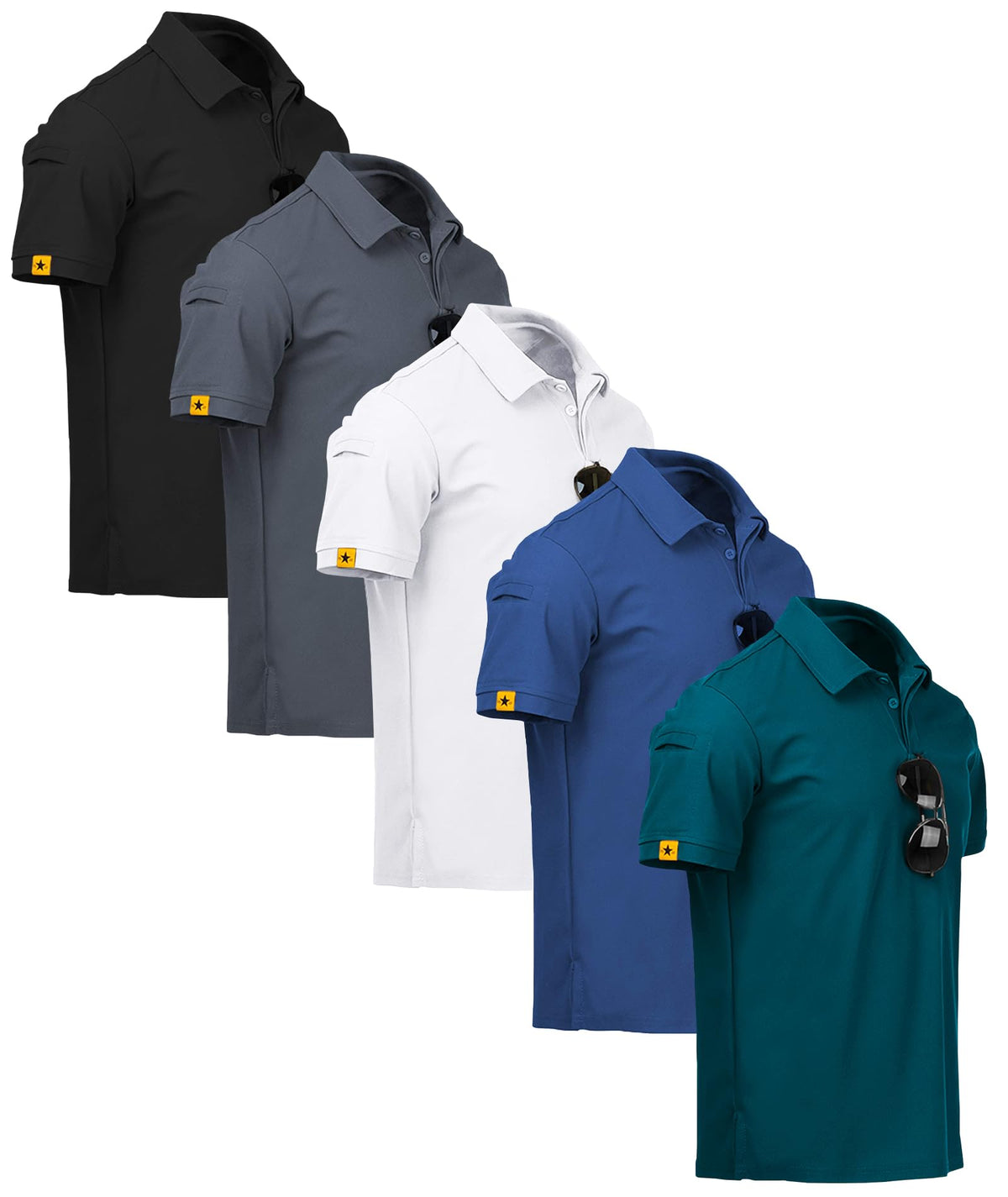 ZITY 5 Pack Mens Polo Shirt Short Sleeve Moisture Wicking Golf T-Shirt