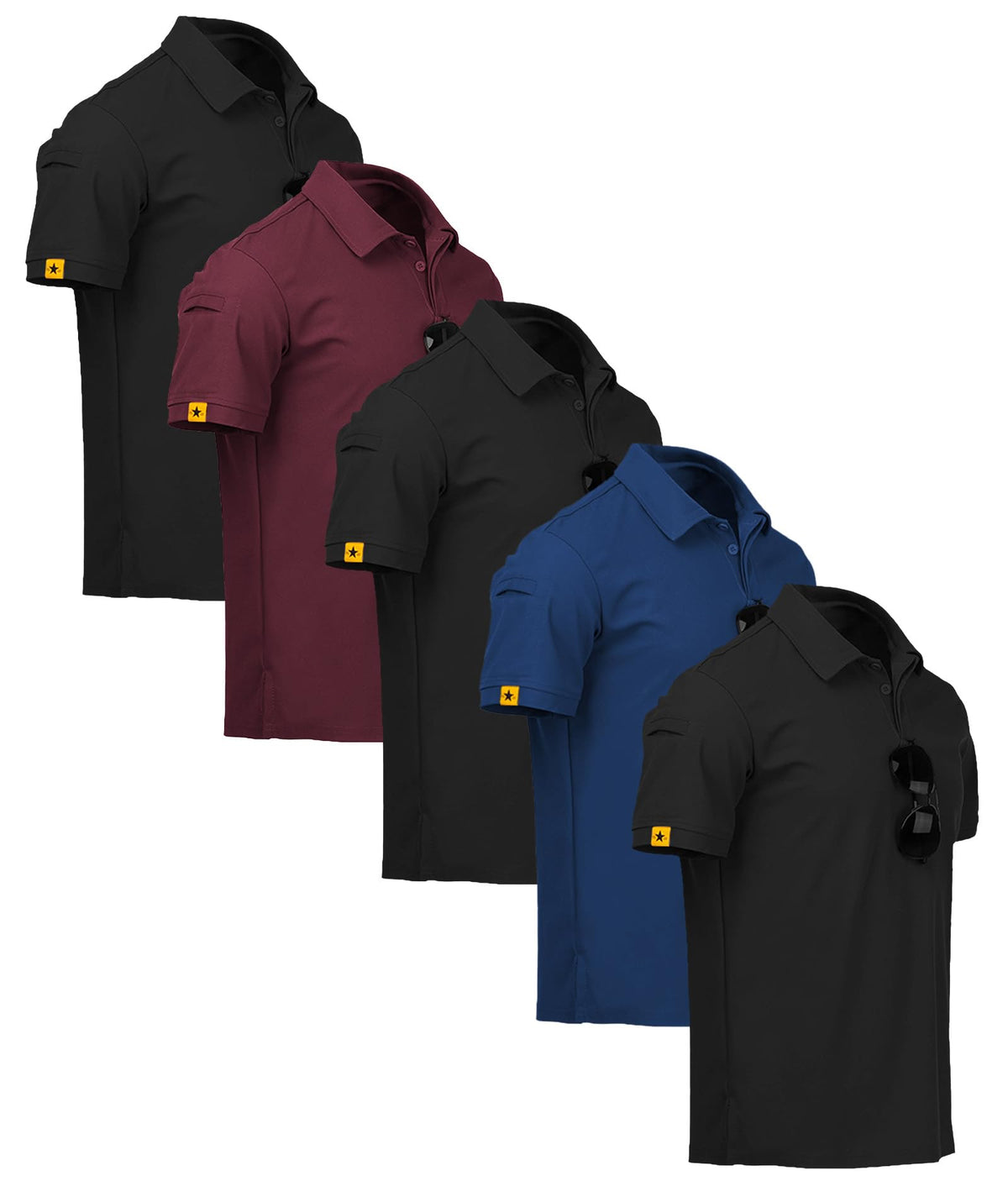 ZITY 5 Pack Mens Polo Shirt Short Sleeve Moisture Wicking Golf T-Shirt