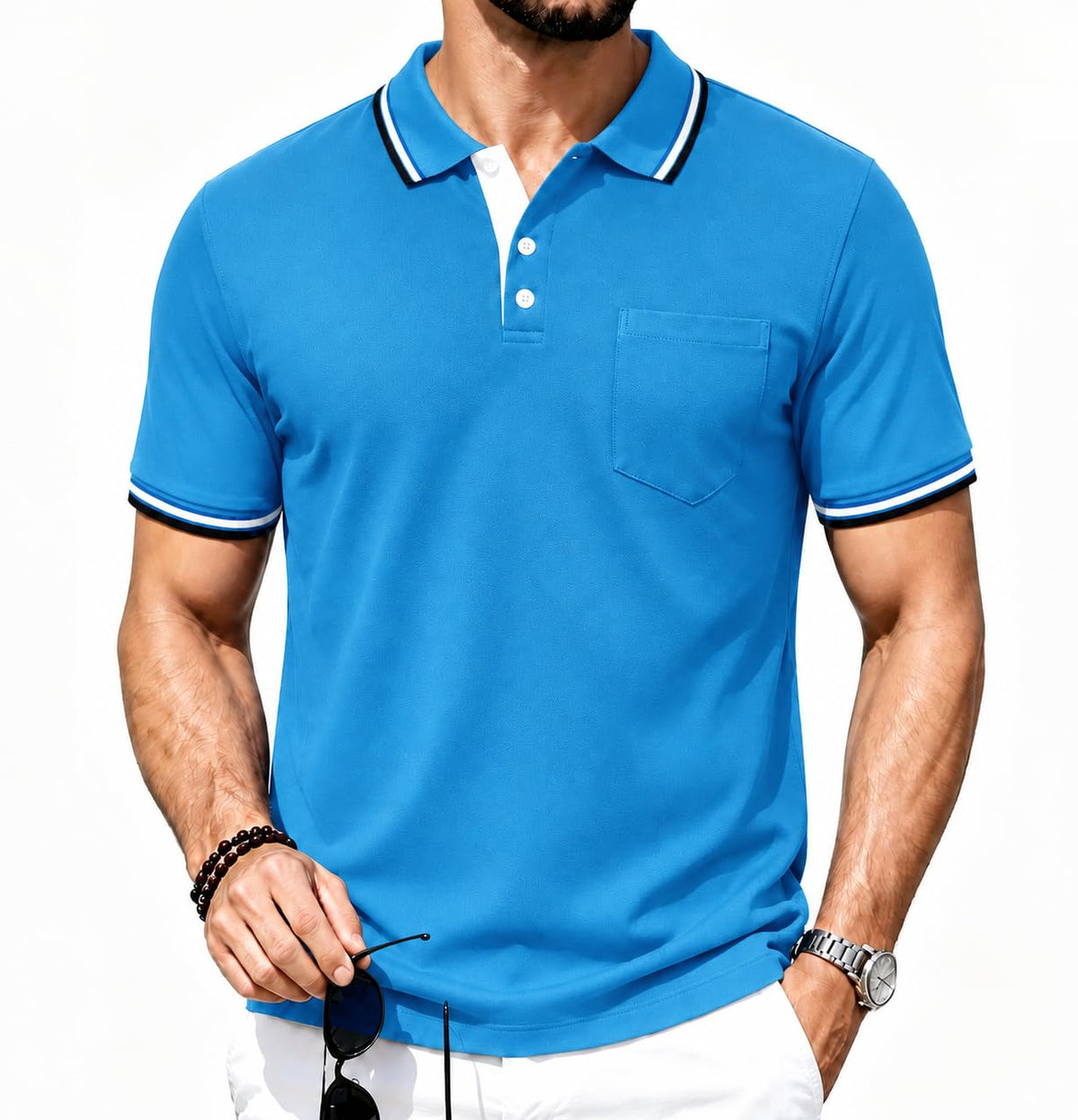ZITY Men Polo Shirts Short Sleeve Athletic Golf Polos with Pocket