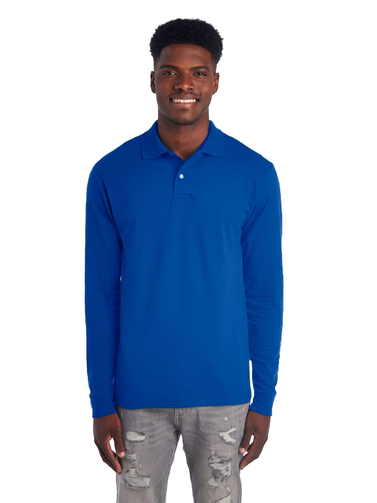 Jerzees Men's Dri Power Cotton Blend Polo Shirts, Moisture Wicking for All Day Comfort, Short or Long Sleeve