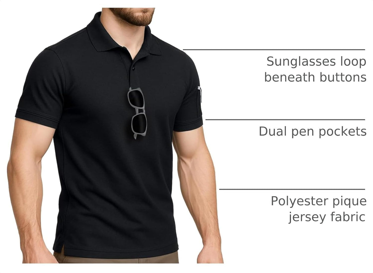 Breathable Pique Jersey Mens Polo Shirt UPF 50+ Quick Dry Performance
