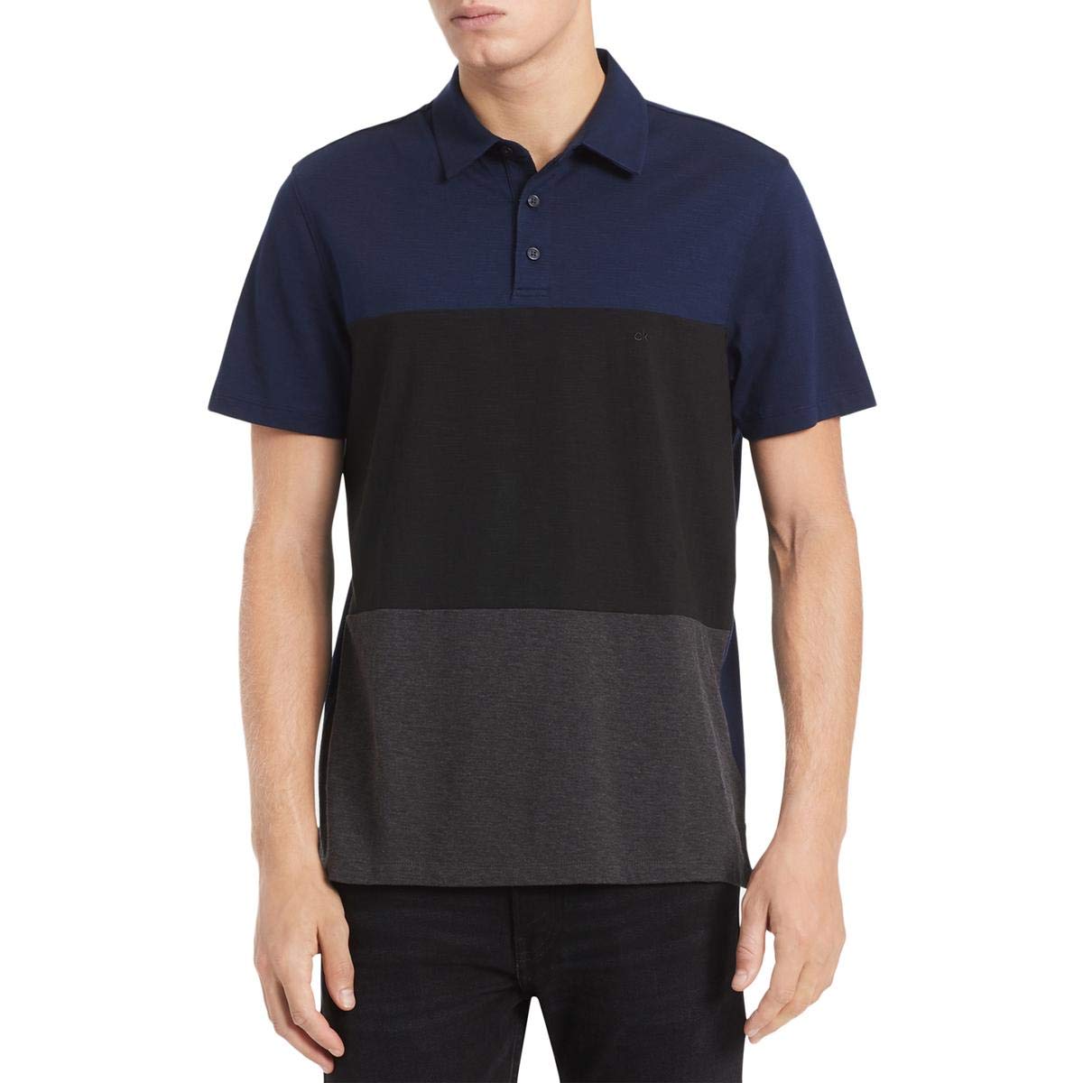 Calvin Klein Men's Liquid Touch Polo Stripe with UV Protection