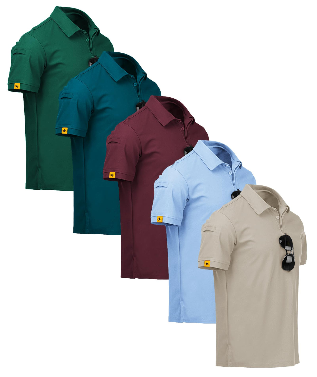 ZITY 5 Pack Mens Polo Shirt Short Sleeve Moisture Wicking Golf T-Shirt
