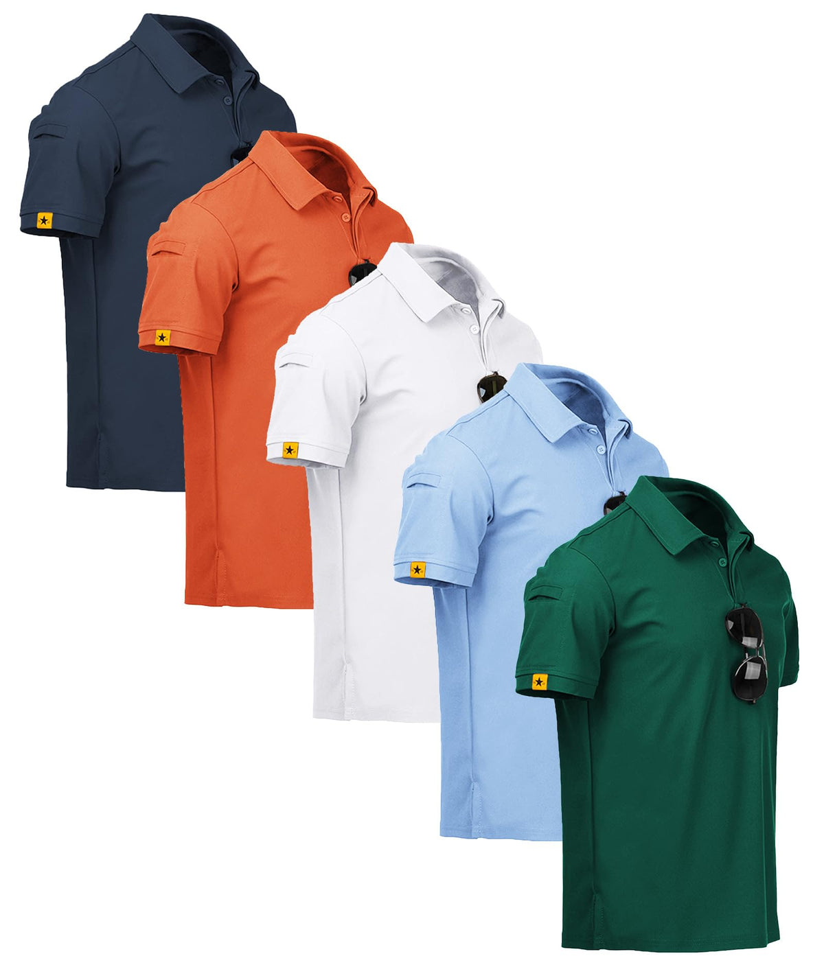 ZITY 5 Pack Mens Polo Shirt Short Sleeve Moisture Wicking Golf T-Shirt