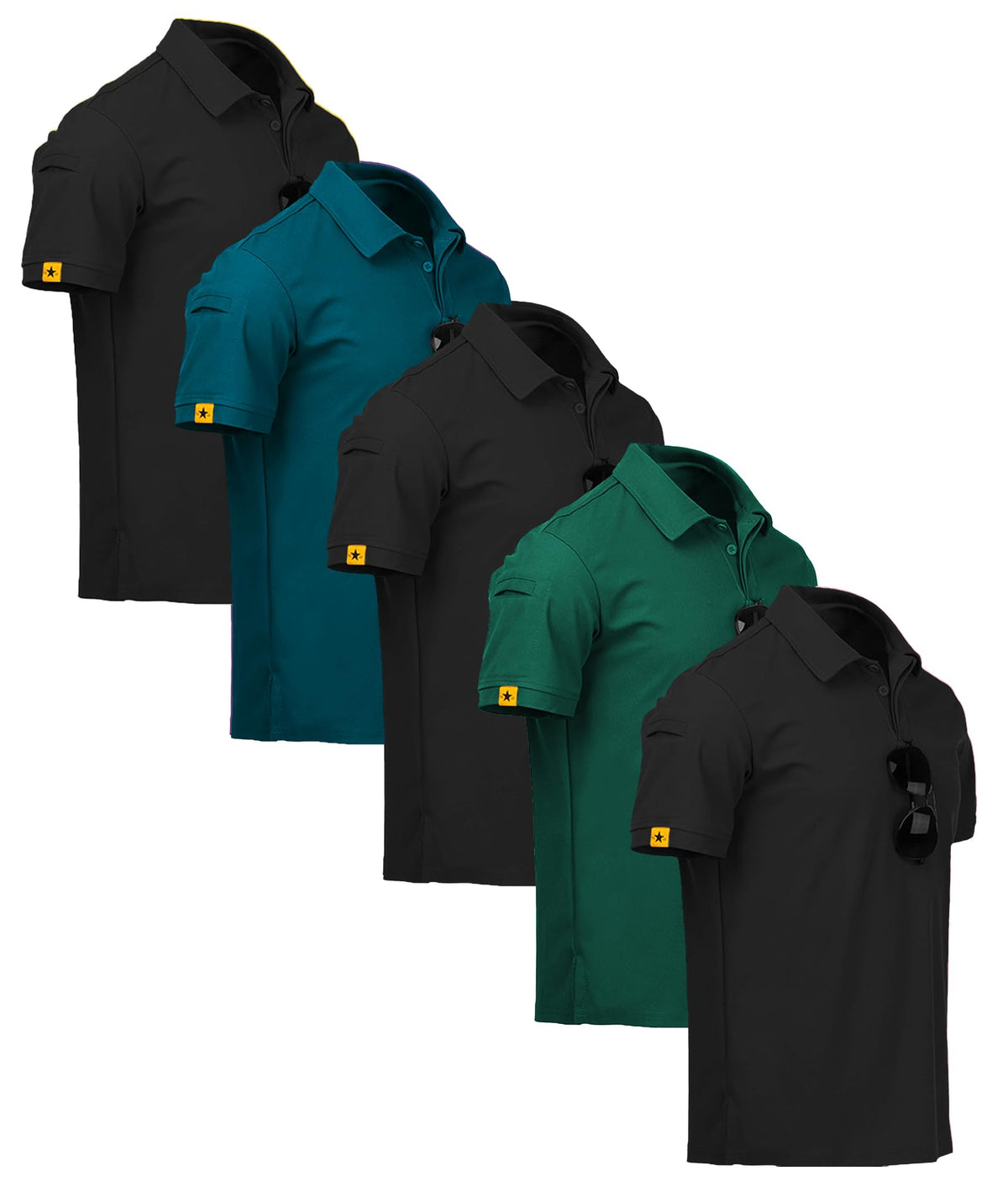 ZITY 5 Pack Mens Polo Shirt Short Sleeve Moisture Wicking Golf T-Shirt