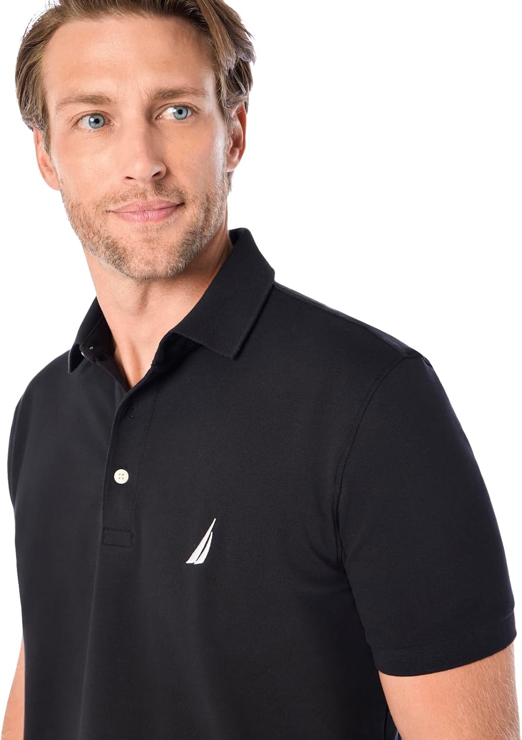 Nautica Men's Short Sleeve Solid Stretch Cotton Pique Polo Shirt