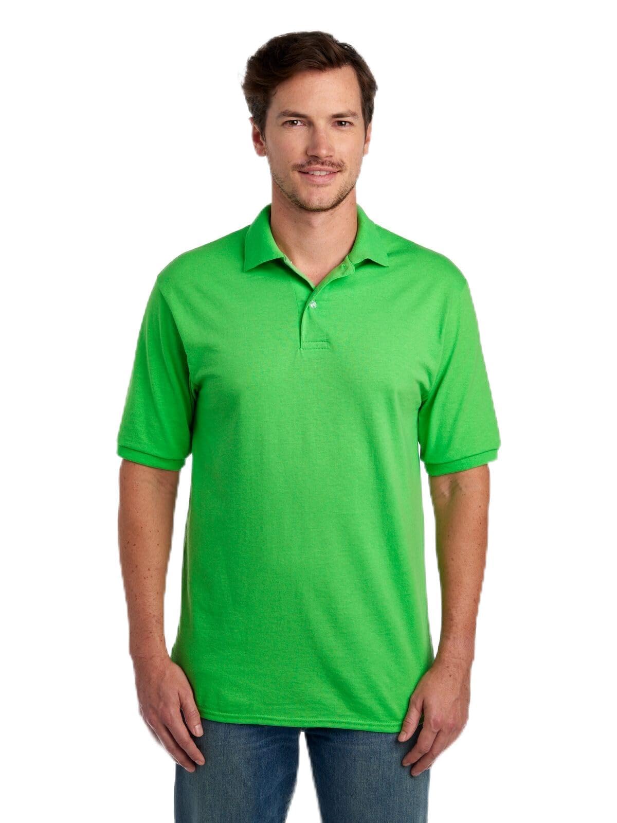 Jerzees Men's Dri Power Cotton Blend Polo Shirts, Moisture Wicking for All Day Comfort, Short or Long Sleeve