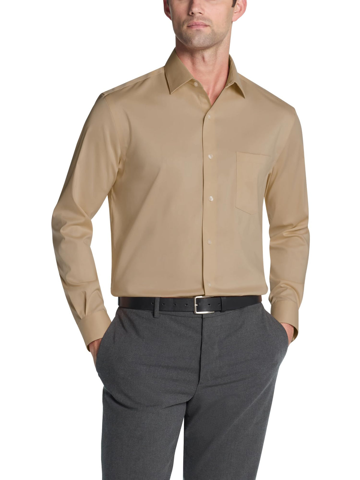 Van Heusen Men's Van Heusen Men's Dress Shirt Regular Fit Ultra Wrinkle Free Flex Collar Stretch Solid