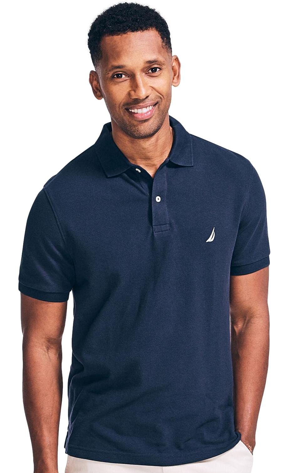 Nautica Men's Classic Short Sleeve Solid Performance Deck Polo Shirt