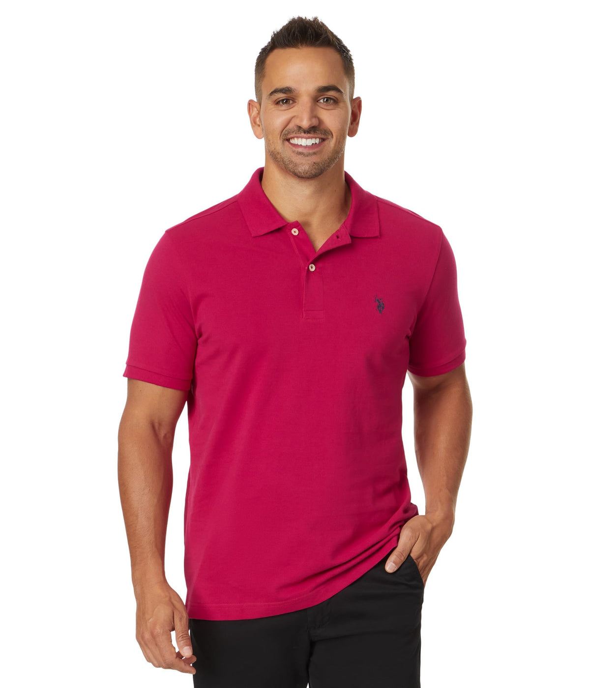 U.S. Polo Assn. Men's Classic Polo Shirt, Two-Button Closure Pique Polo Shirt, Summer Fashion Golf Shirt