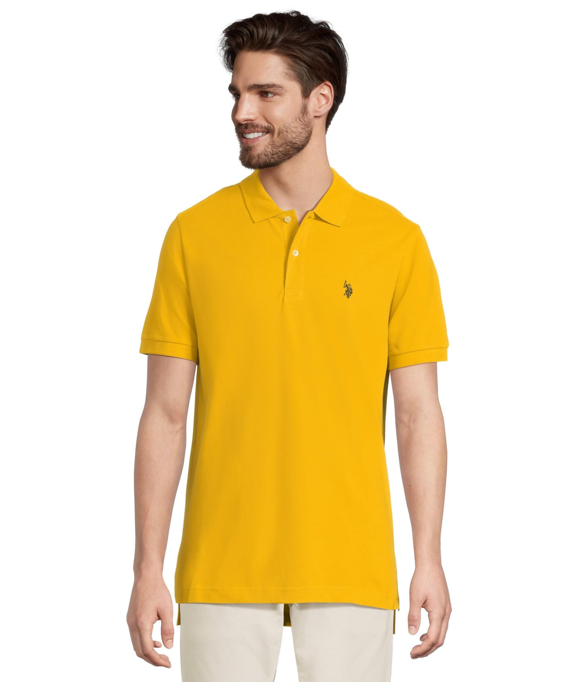 U.S. Polo Assn. Men's Classic Polo Shirt, Two-Button Closure Pique Polo Shirt, Summer Fashion Golf Shirt