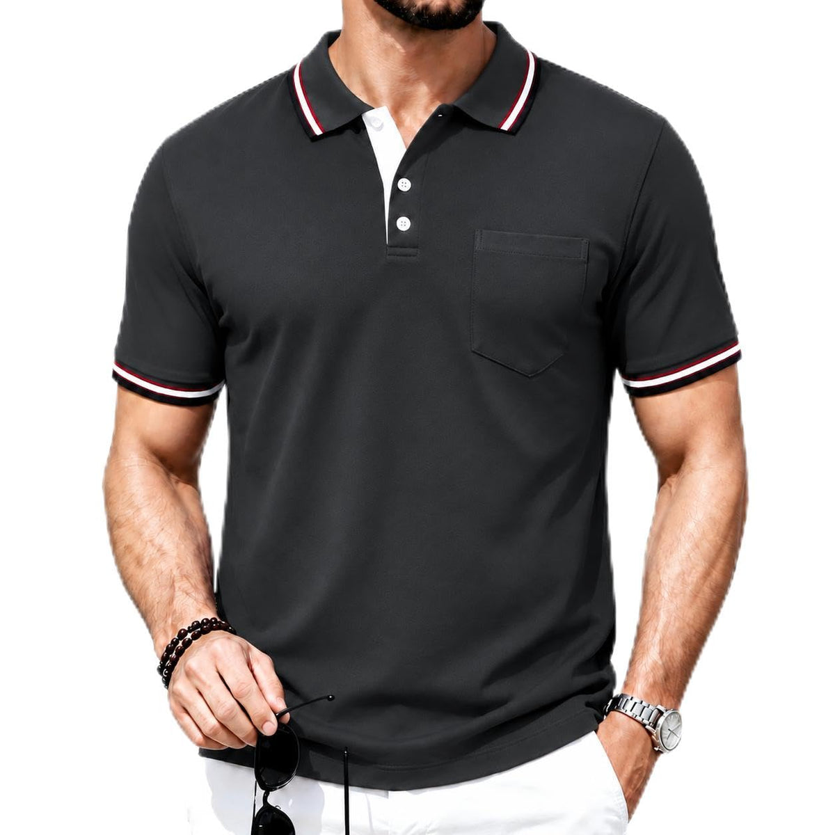 ZITY Men Polo Shirts Short Sleeve Athletic Golf Polos with Pocket