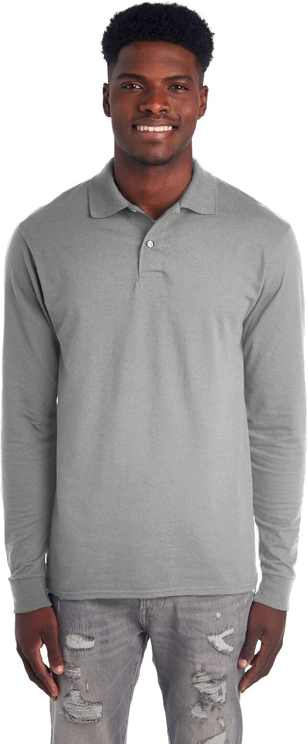 Jerzees Men's Dri Power Cotton Blend Polo Shirts, Moisture Wicking for All Day Comfort, Short or Long Sleeve