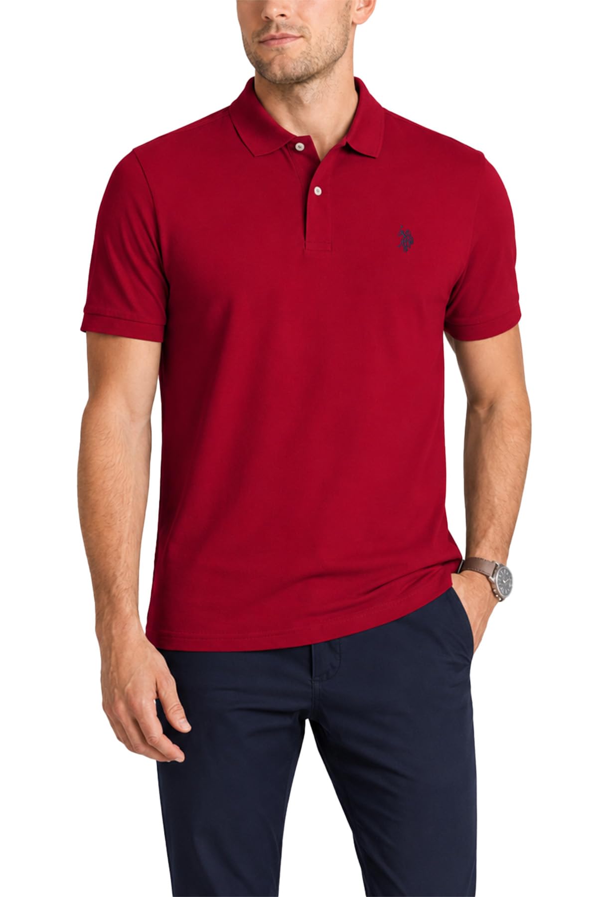 U.S. Polo Assn. Men's Classic Polo Shirt, Two-Button Closure Pique Polo Shirt, Summer Fashion Golf Shirt
