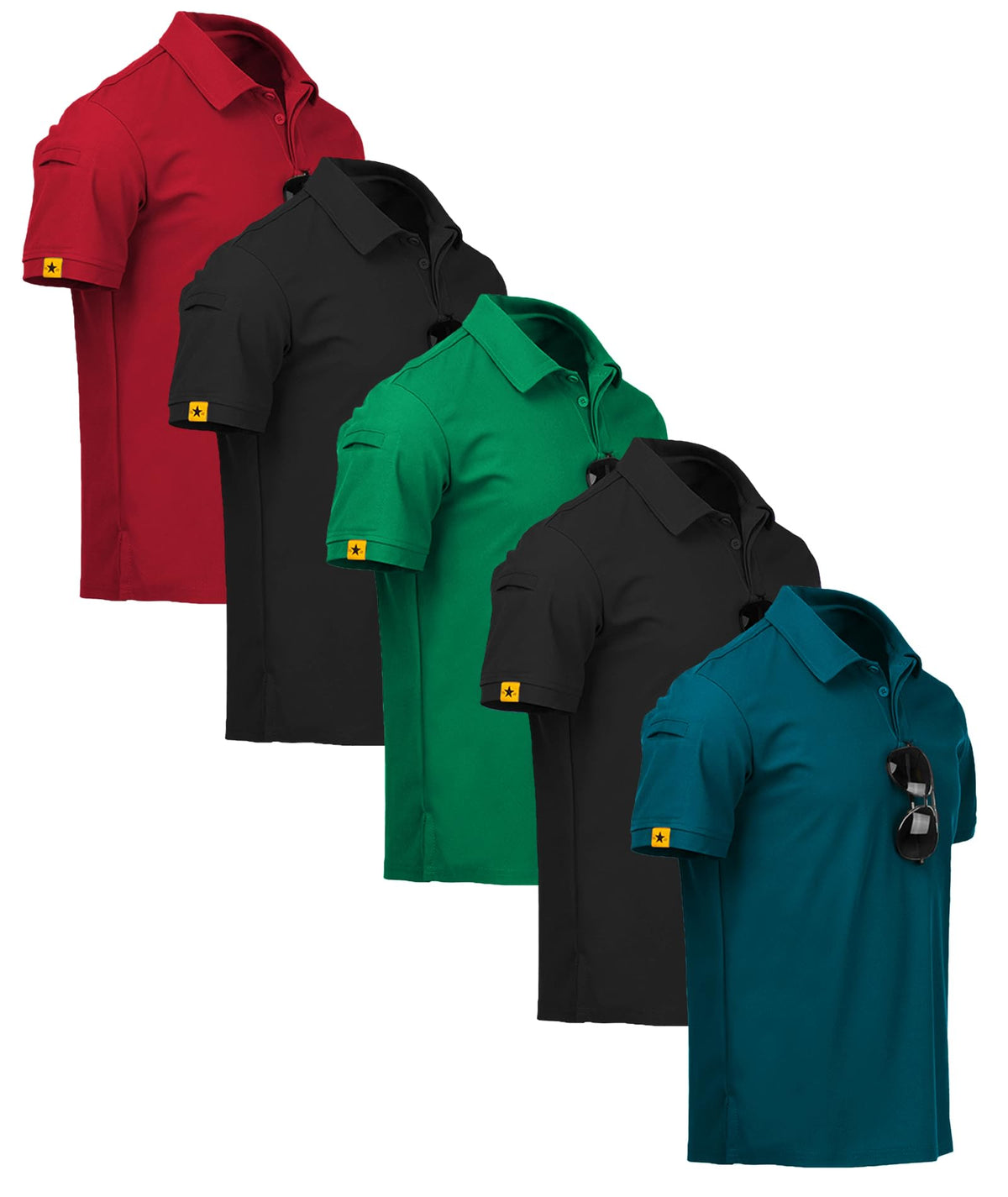 ZITY 5 Pack Mens Polo Shirt Short Sleeve Moisture Wicking Golf T-Shirt