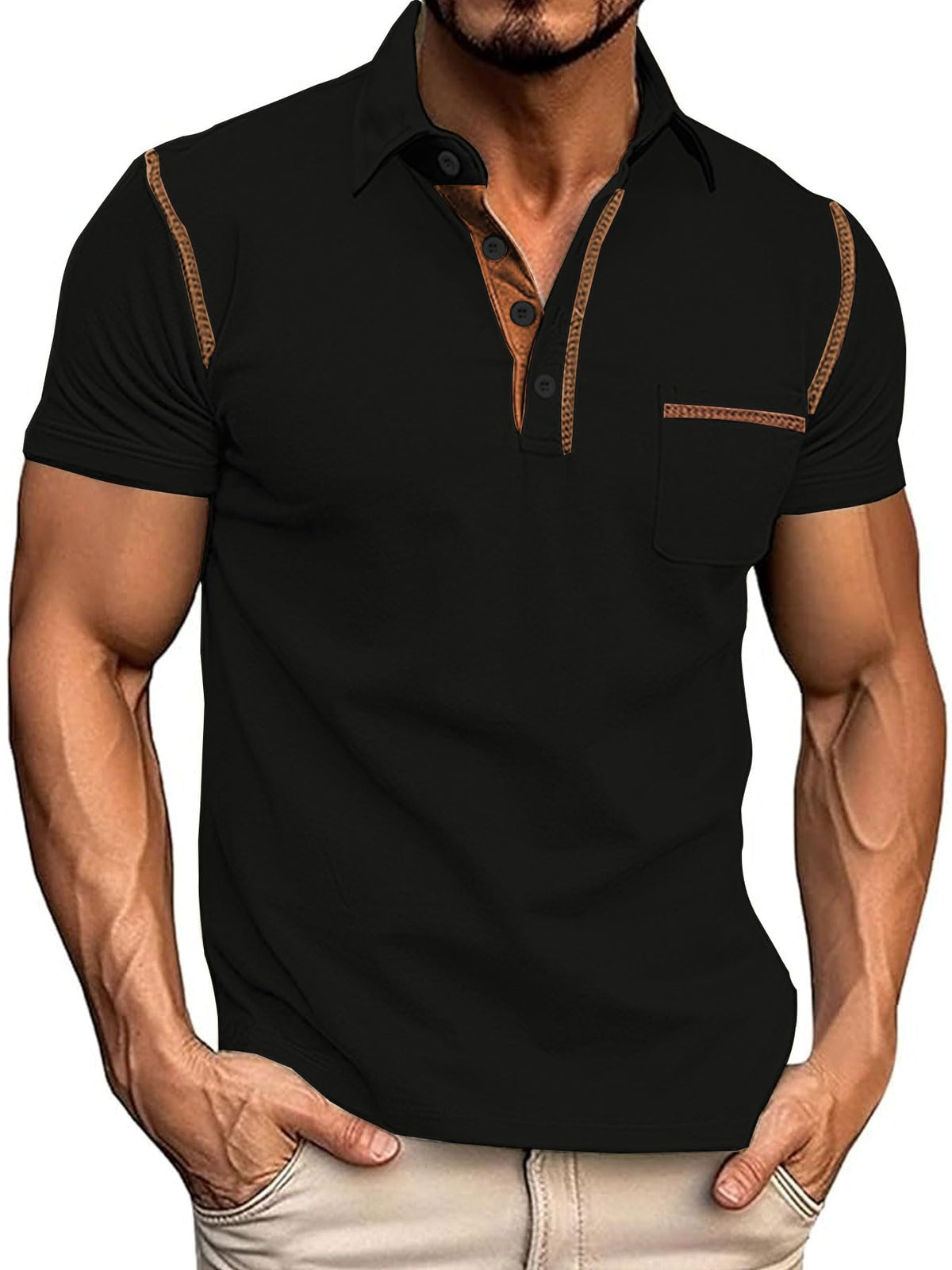 Men's Polo Shirts Short Sleeve Golf Polo T Shirt Lightweight Casual Button Down Shirts Summer Collared with Pocket