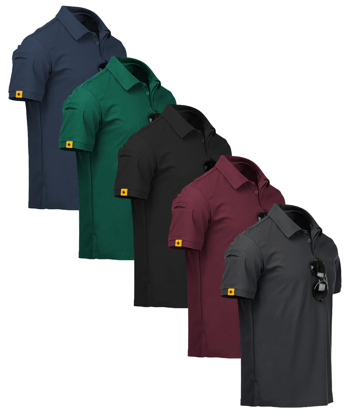 ZITY 5 Pack Mens Polo Shirt Short Sleeve Moisture Wicking Golf T-Shirt