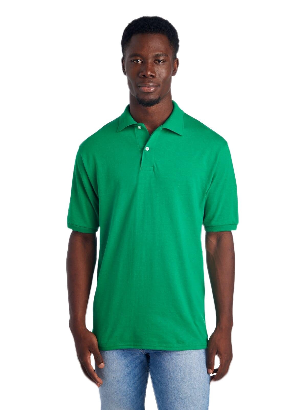 Jerzees Men's Dri Power Cotton Blend Polo Shirts, Moisture Wicking for All Day Comfort, Short or Long Sleeve