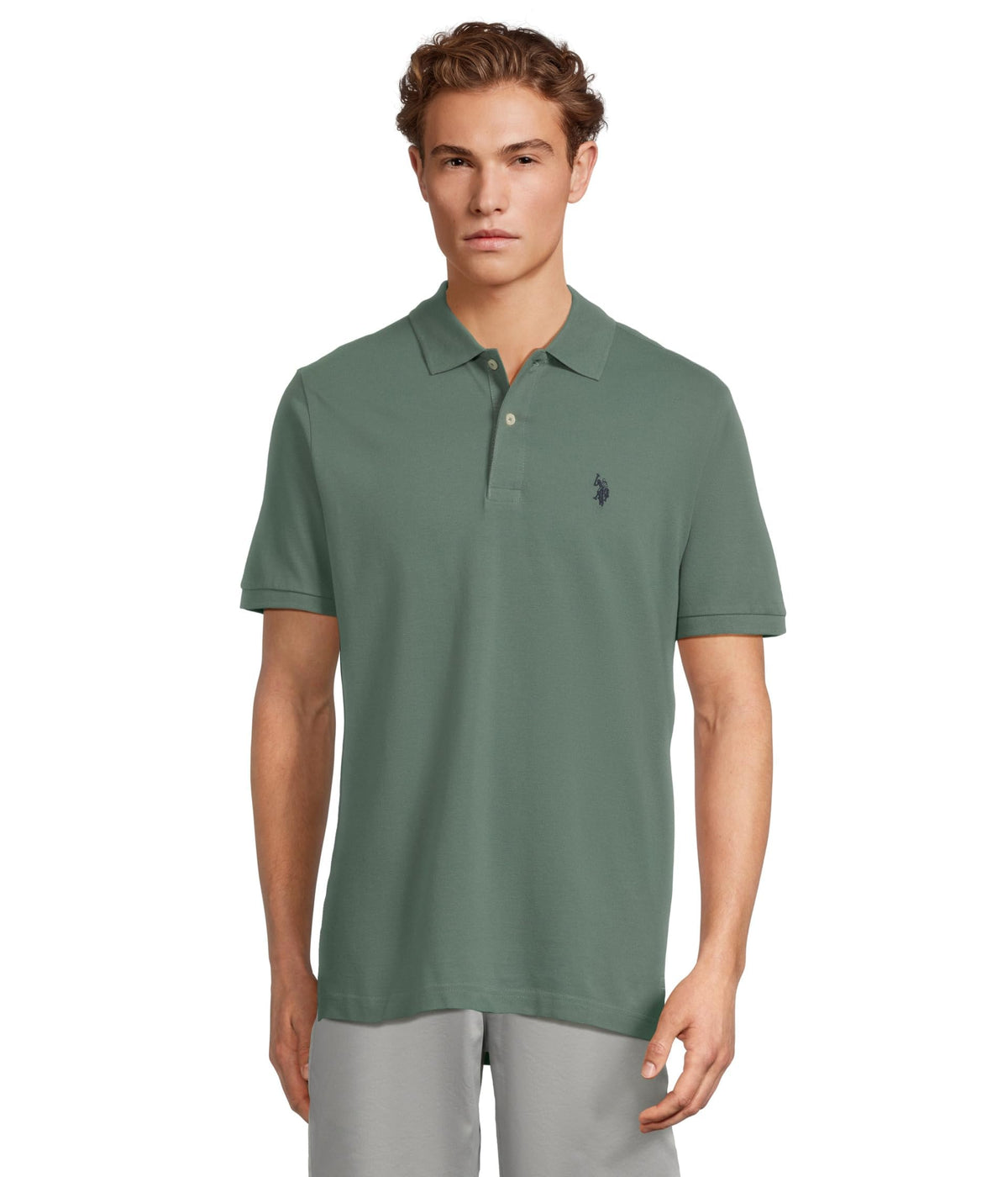 U.S. Polo Assn. Men's Classic Polo Shirt, Two-Button Closure Pique Polo Shirt, Summer Fashion Golf Shirt