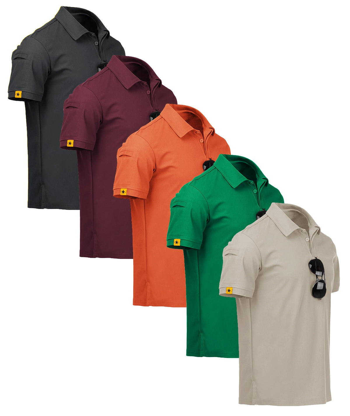 ZITY 5 Pack Mens Polo Shirt Short Sleeve Moisture Wicking Golf T-Shirt