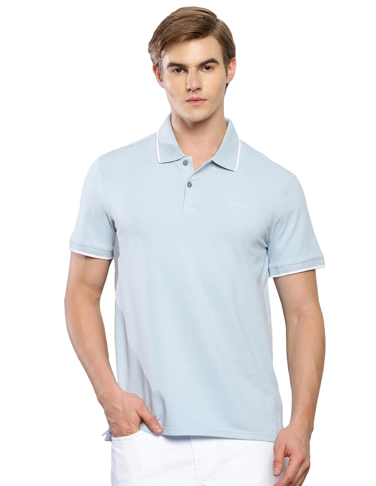 Calvin Klein Men's Liquid Touch Polo Stripe with UV Protection
