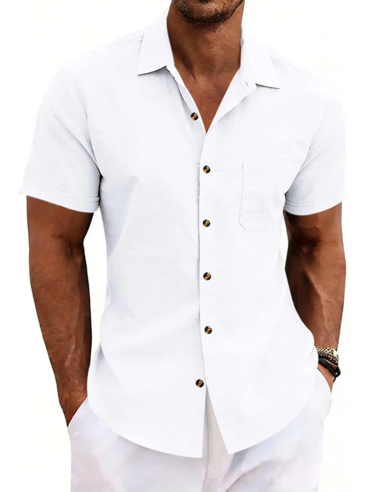 Men's Summer Tropical Loose Fit Relaxed Fit Shirt, Top, Iron-Free Casual Business Collar Button-Up Open Front, Beach Short Sleeve Shirt, Comfortable and Stylish, Lapel Collared Shirt