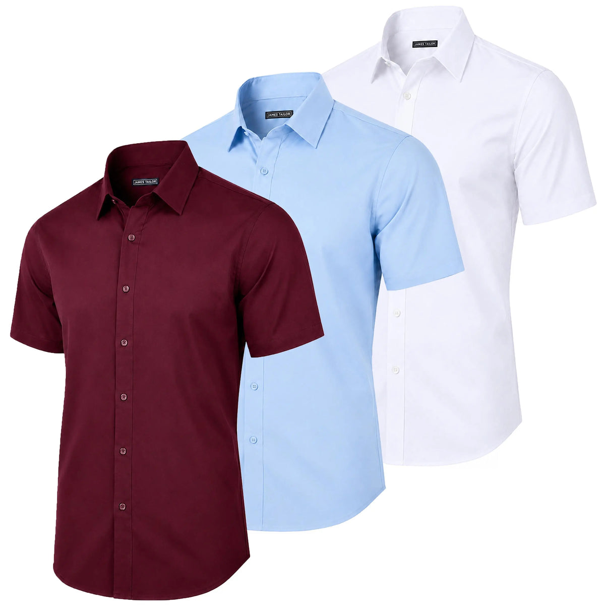 Men's 3 Pack Short Sleeve Stretch Dress Shirt (Sizes, S to 3XL)