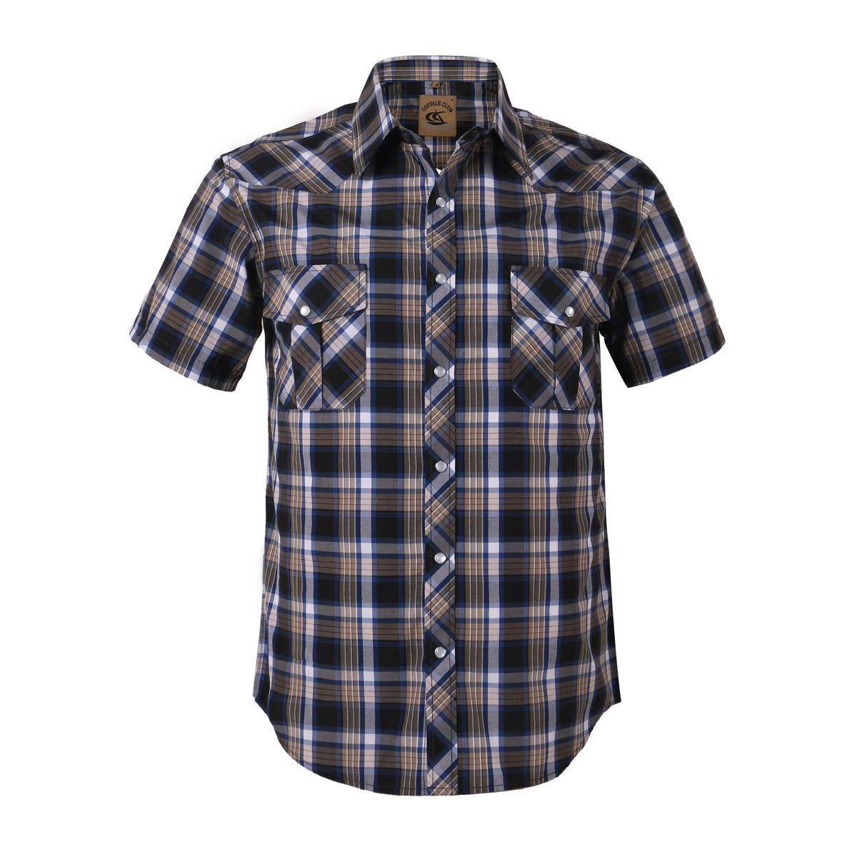 Summer Outfit COEVALS CLUB Summer Vibes Men's Western Cowboy Shirt Pearl Snap Short Sleeve Plaid Work Shirts High-End Fabric Classic Fit Menswear Top Shortsleeve,clothes for back to school,first day of school outfits
