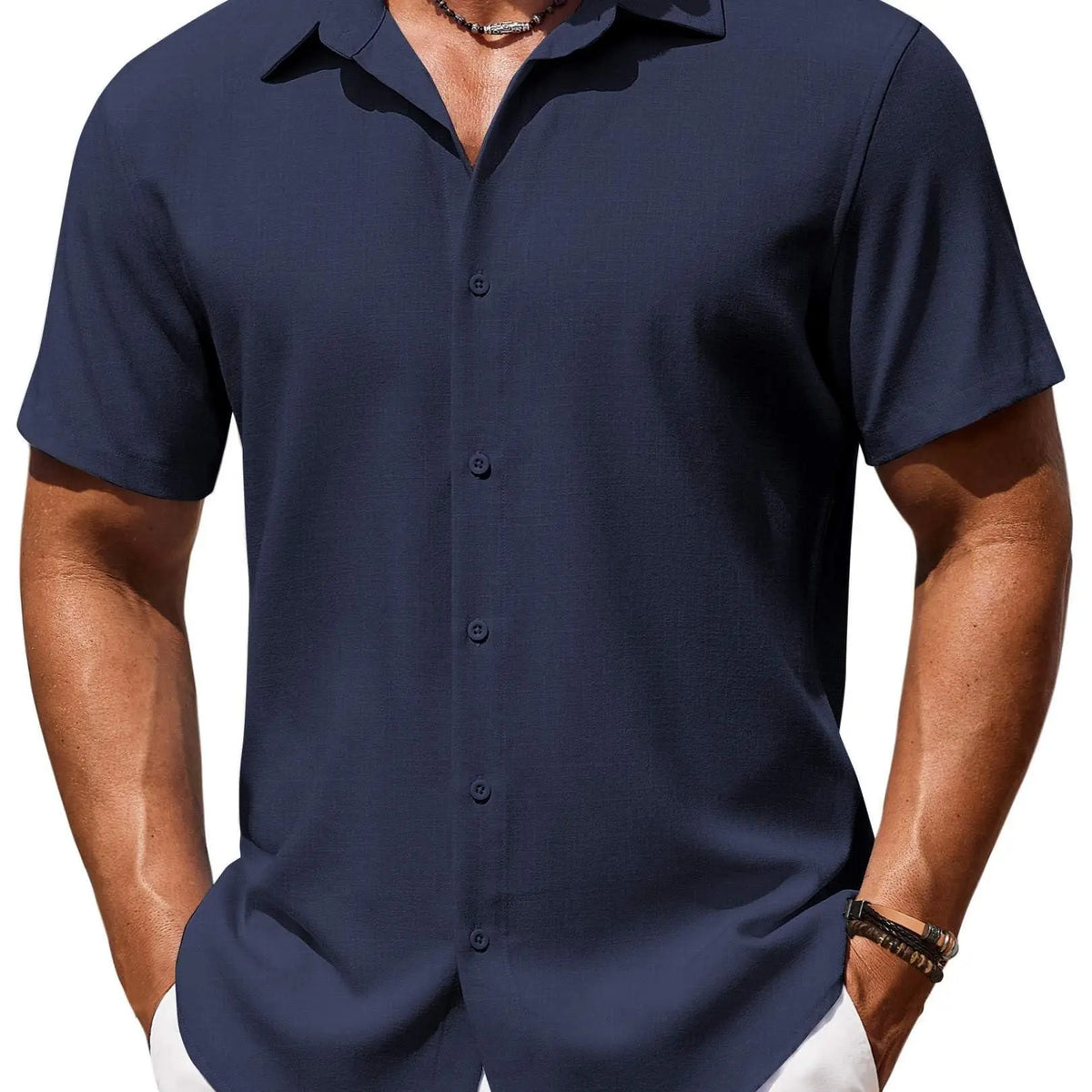COOFANDY Mens Button Down Shirt Short Sleeve Casual Shirts Beach Summer Linen Shirts Wedding Vacation Shirt