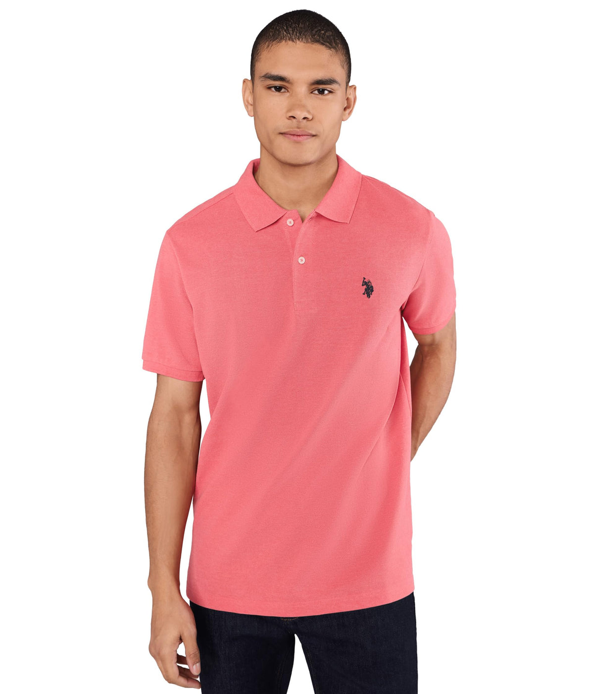 U.S. Polo Assn. Men's Classic Polo Shirt, Two-Button Closure Pique Polo Shirt, Summer Fashion Golf Shirt