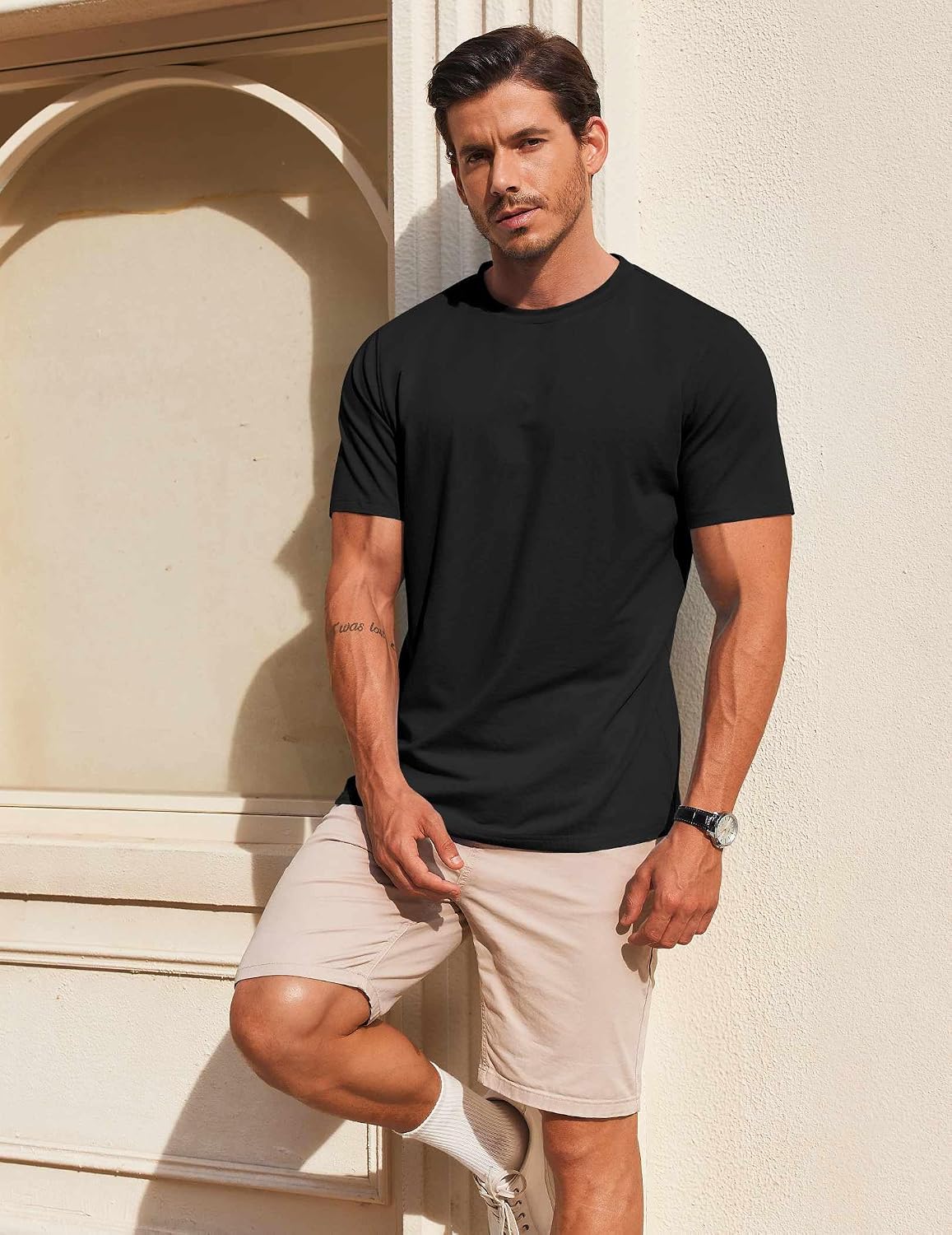 COOFANDY Men's T Shirt Short Sleeve Cotton Blend T-Shirts Crew Neck Casual Summer Basic Tee Shirts