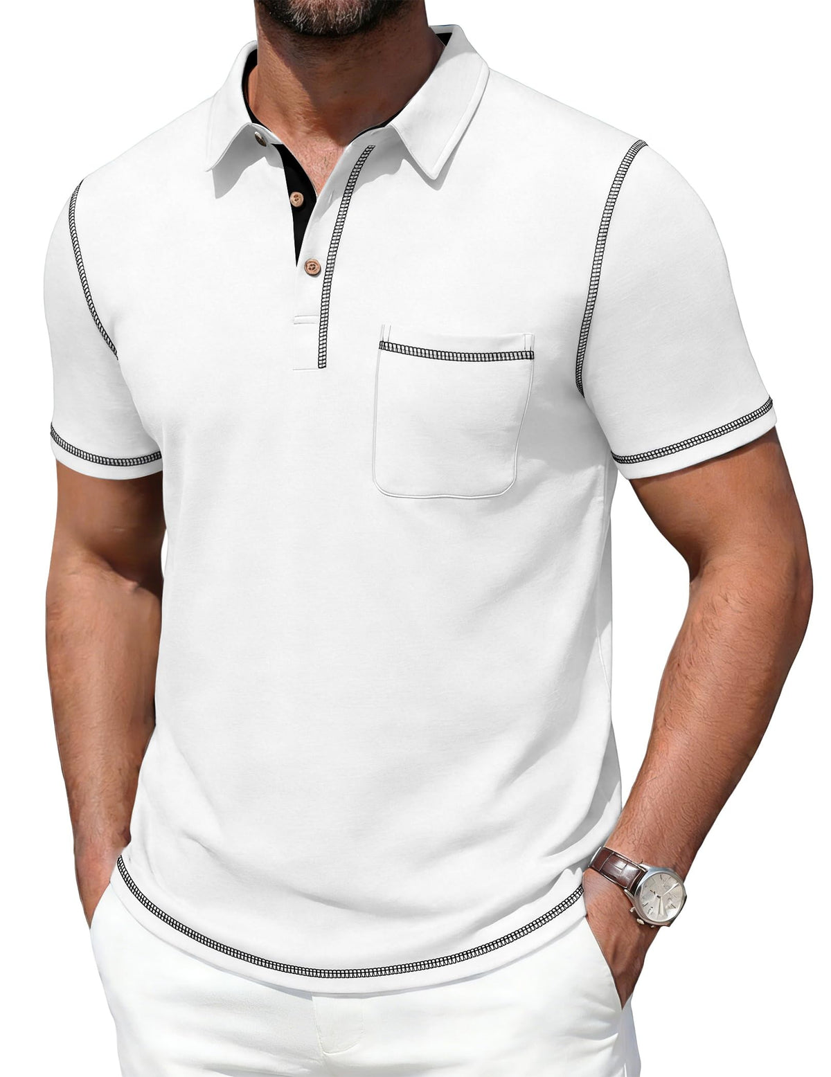 Mens Polo Shirts Short Sleeve Casual Summer Lightweight Cotton Golf Polo Shirts with Pocket