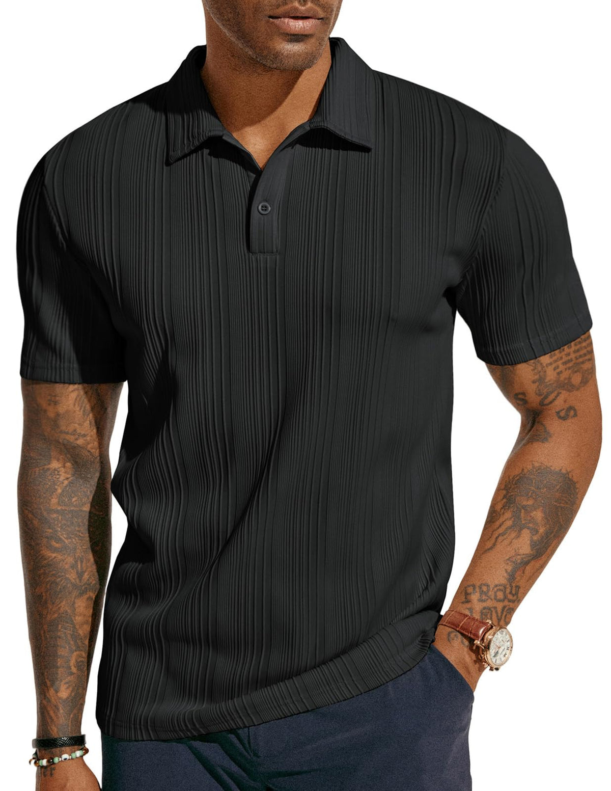 PJ PAUL JONES Mens Polo Shirts Short Sleeve Textured Knit Polos