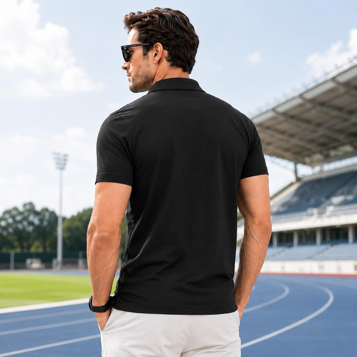 Polo Shirts for Men: Quick Dry Moisture Wicking High Elasticity Convenient Slim Fit Polo Runs Small