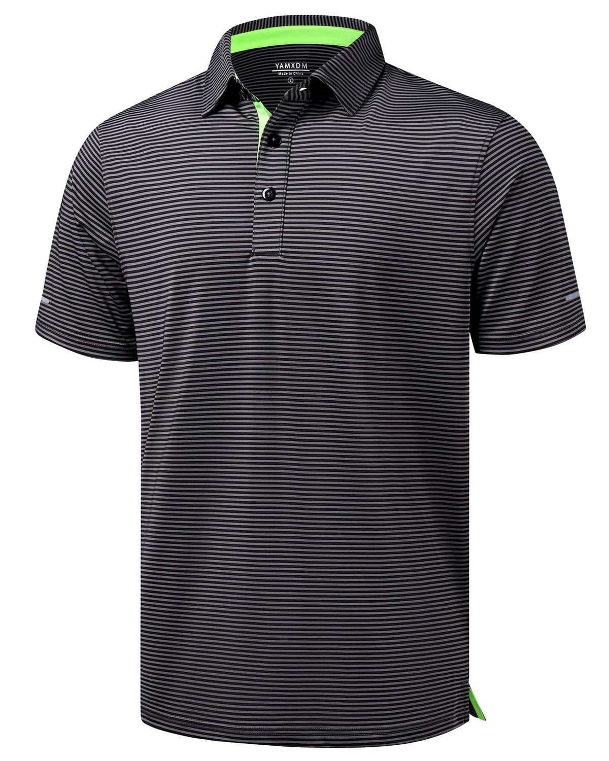 Golf Shirts for Men - Dry Fit Moisture Wicking Short Sleeve Performance Sport Casual Striped Collared Mens Polo Shirt