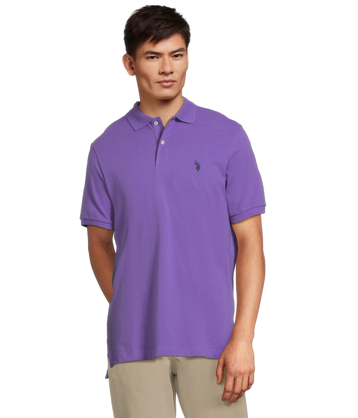U.S. Polo Assn. Men's Classic Polo Shirt, Two-Button Closure Pique Polo Shirt, Summer Fashion Golf Shirt