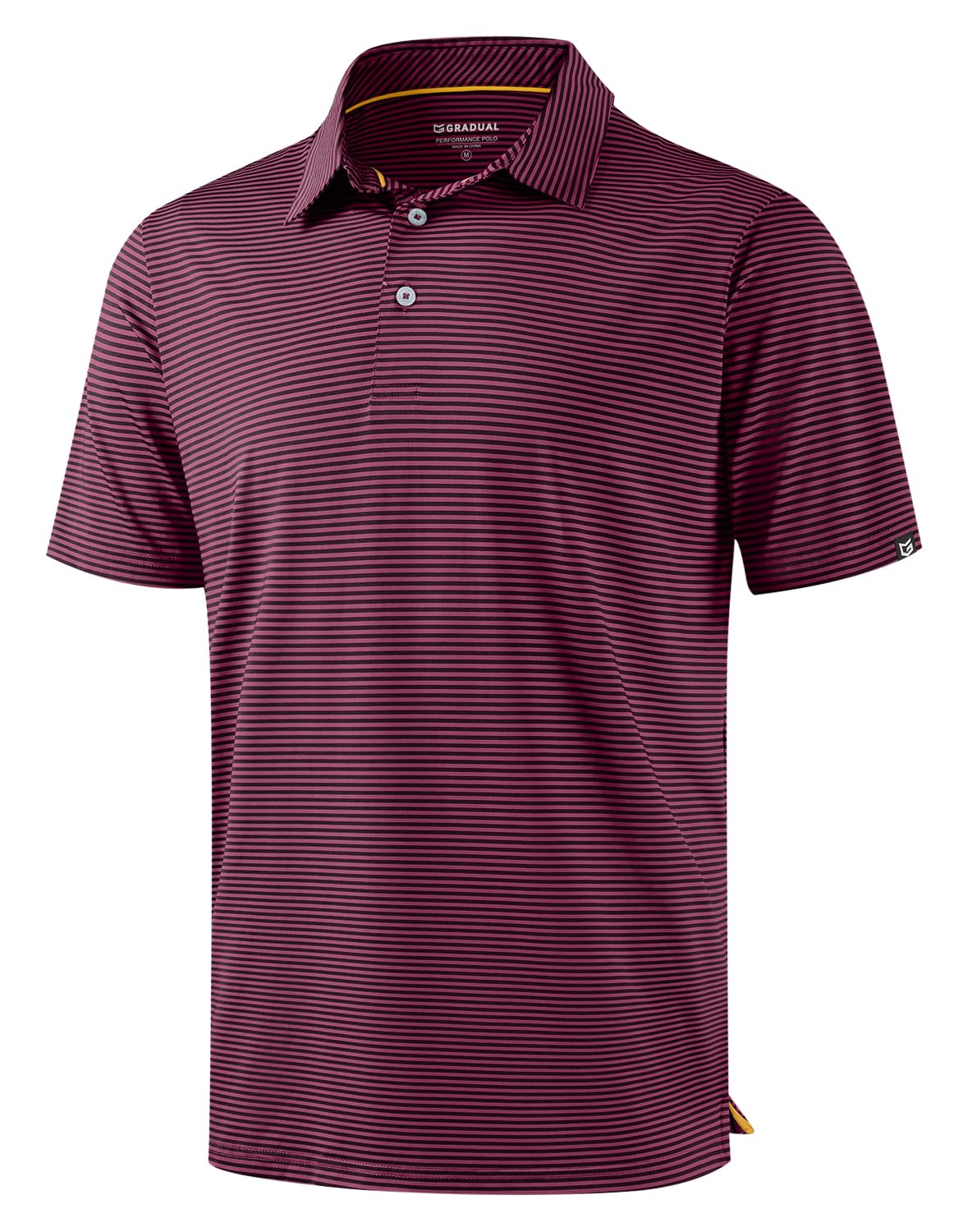 Mens Golf Shirt Dry Fit Performance Short Sleeve Striped Polo Shirts