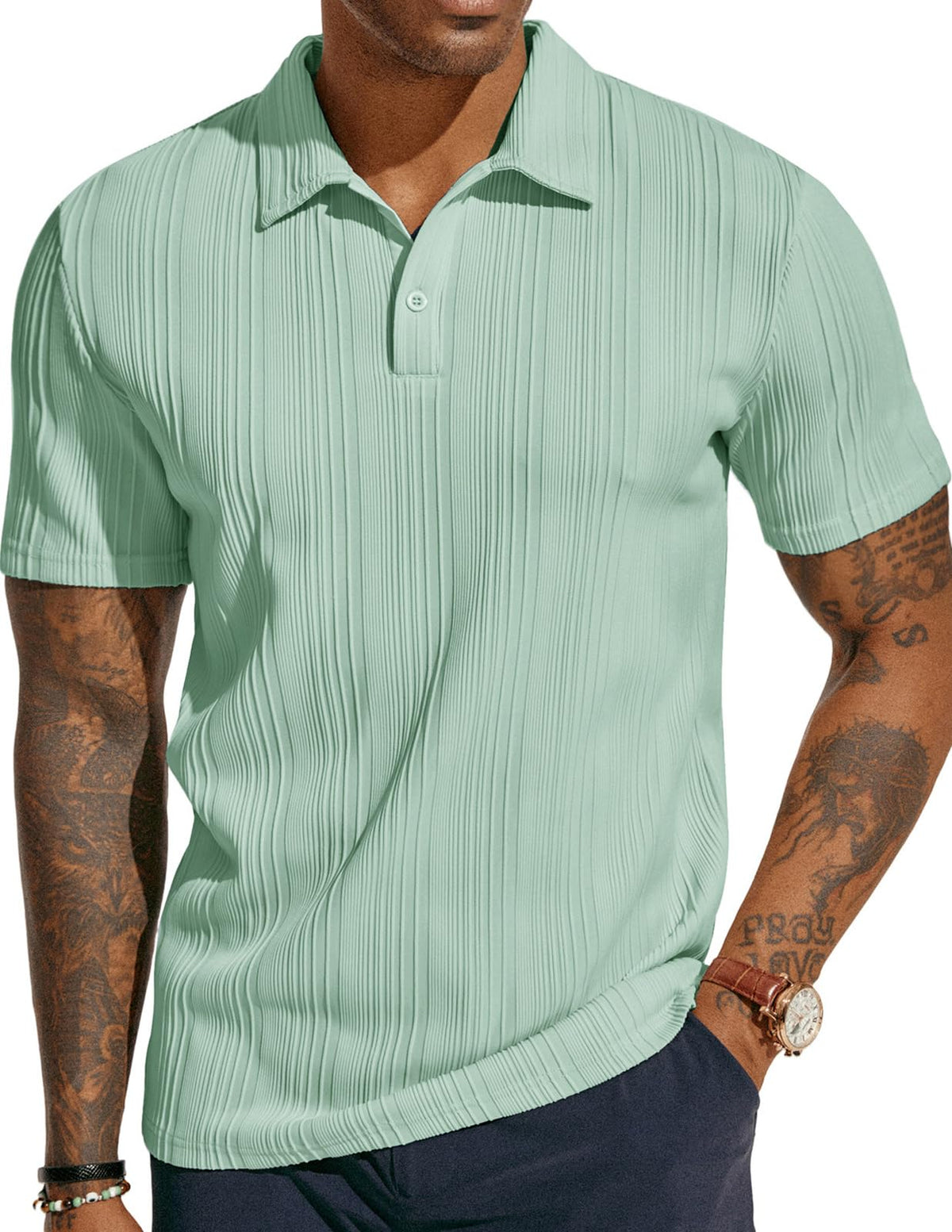 PJ PAUL JONES Mens Polo Shirts Short Sleeve Textured Knit Polos