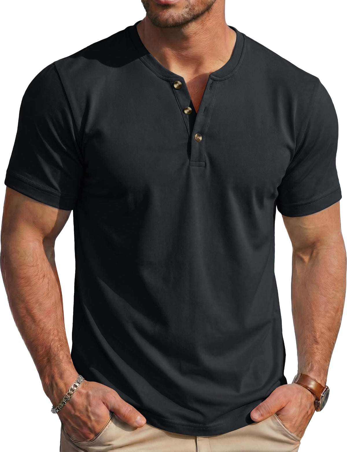 MAGCOMSEN Men's Henley Short Sleeve Shirt Moisture Wicking Lightweight Cotton T-Shirts Casual Summer Basic Tee Shirt