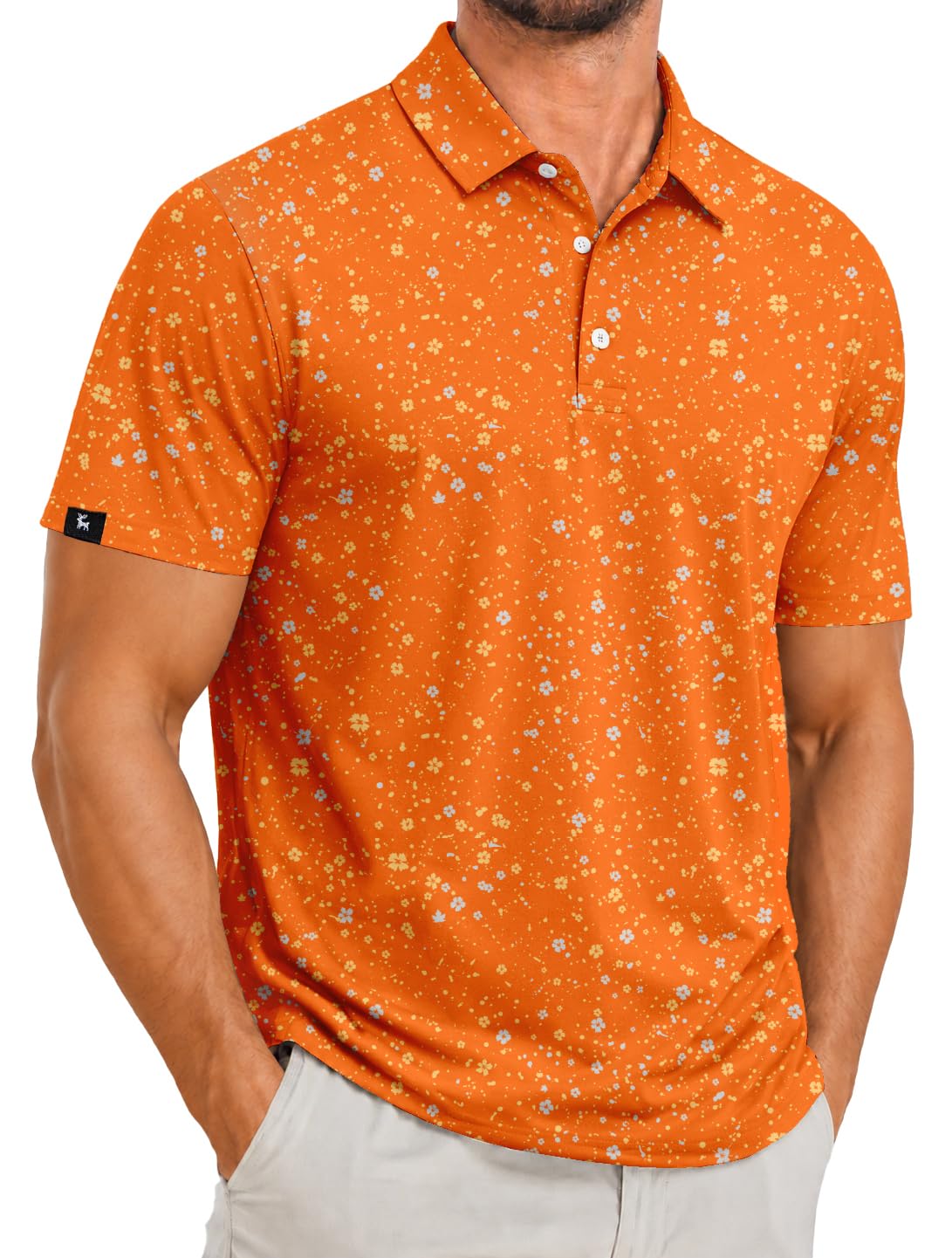 ZITY Men's Golf Polo Shirts Short Sleeve Print Patterns Moisture Wicking