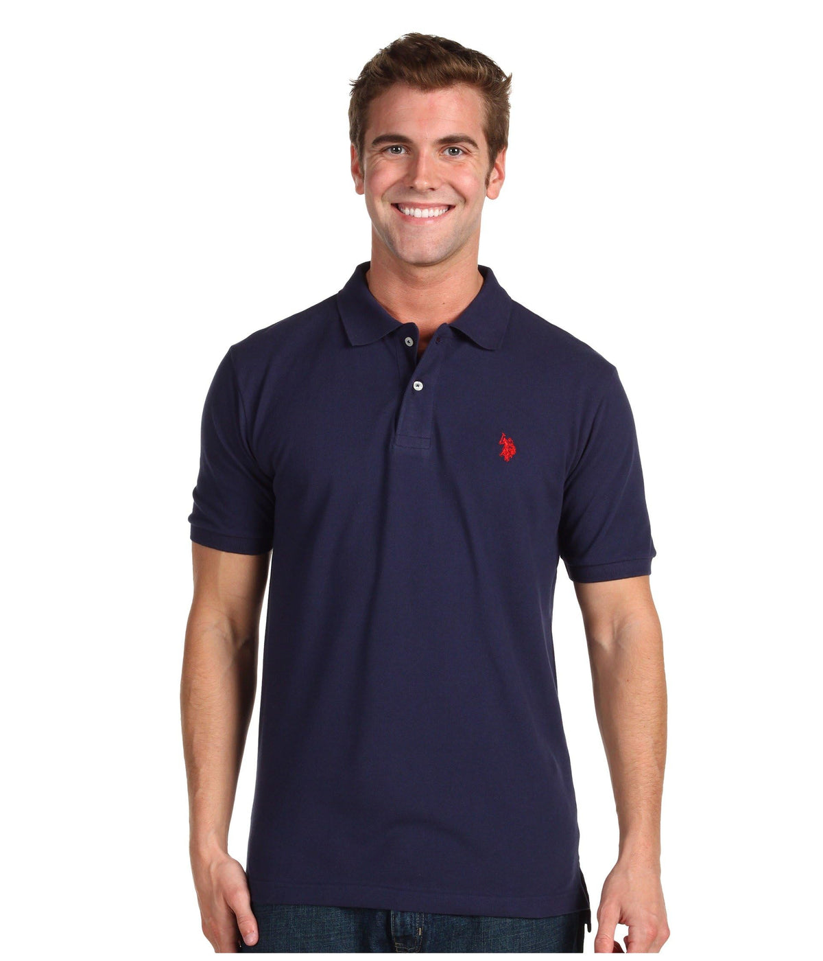 U.S. Polo Assn. Men's Classic Polo Shirt, Two-Button Closure Pique Polo Shirt, Summer Fashion Golf Shirt
