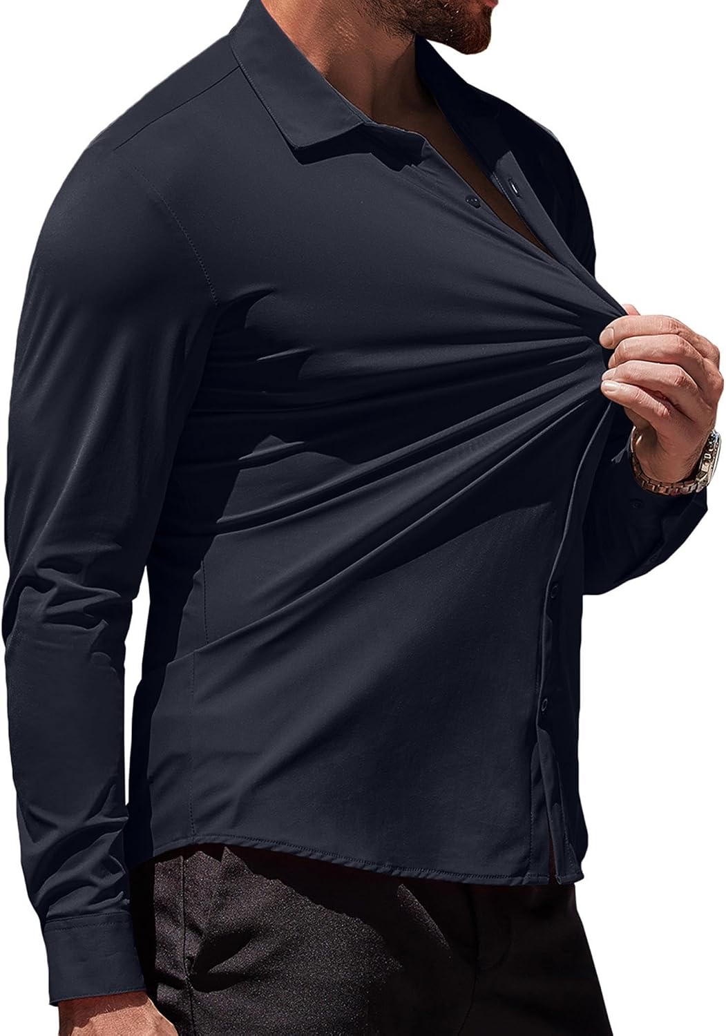 COOFANDY Men's Muscle Fit Dress Shirts Wrinkle-Free Long Sleeve Casual Button Down Shirts