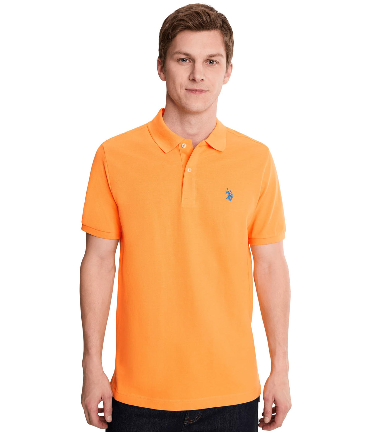 U.S. Polo Assn. Men's Classic Polo Shirt, Two-Button Closure Pique Polo Shirt, Summer Fashion Golf Shirt