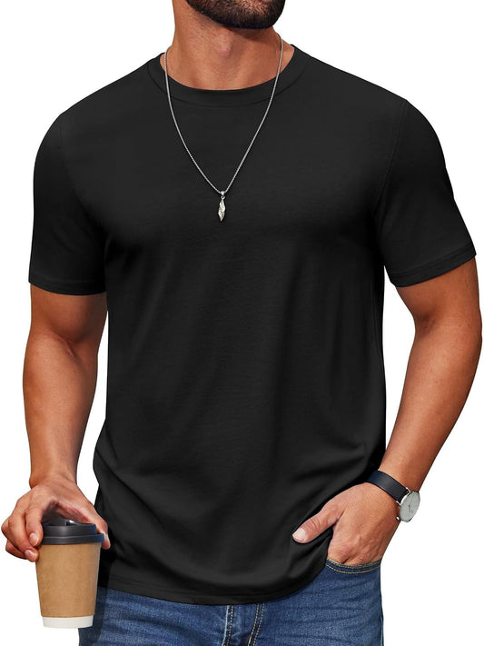 COOFANDY Men's T Shirt Short Sleeve Cotton Blend T-Shirts Crew Neck Casual Summer Basic Tee Shirts