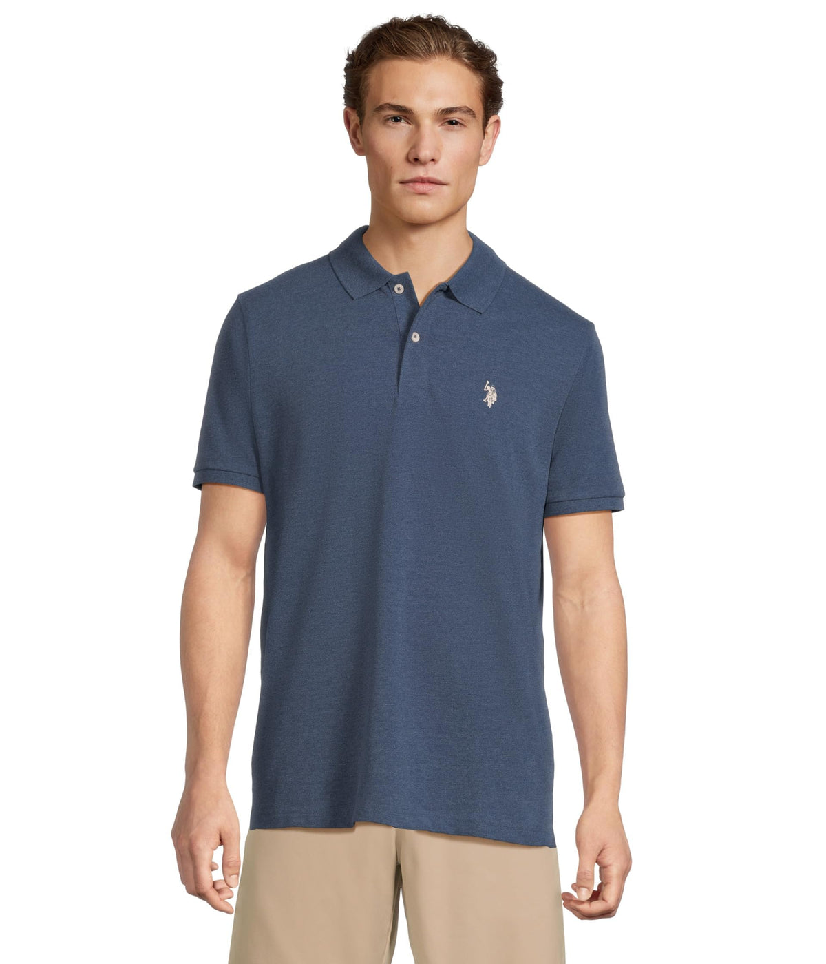 U.S. Polo Assn. Men's Classic Polo Shirt, Two-Button Closure Pique Polo Shirt, Summer Fashion Golf Shirt