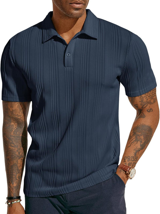 PJ PAUL JONES Mens Polo Shirts Short Sleeve Textured Knit Polos