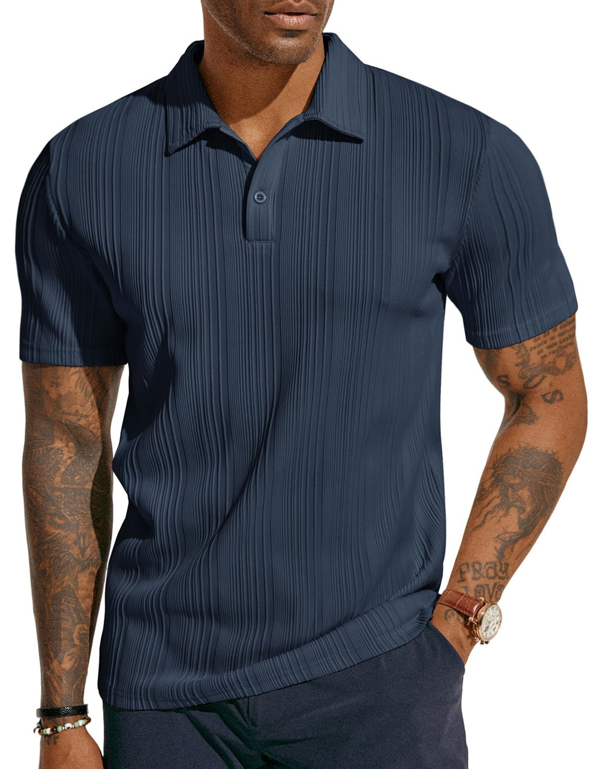 PJ PAUL JONES Mens Polo Shirts Short Sleeve Textured Knit Polos