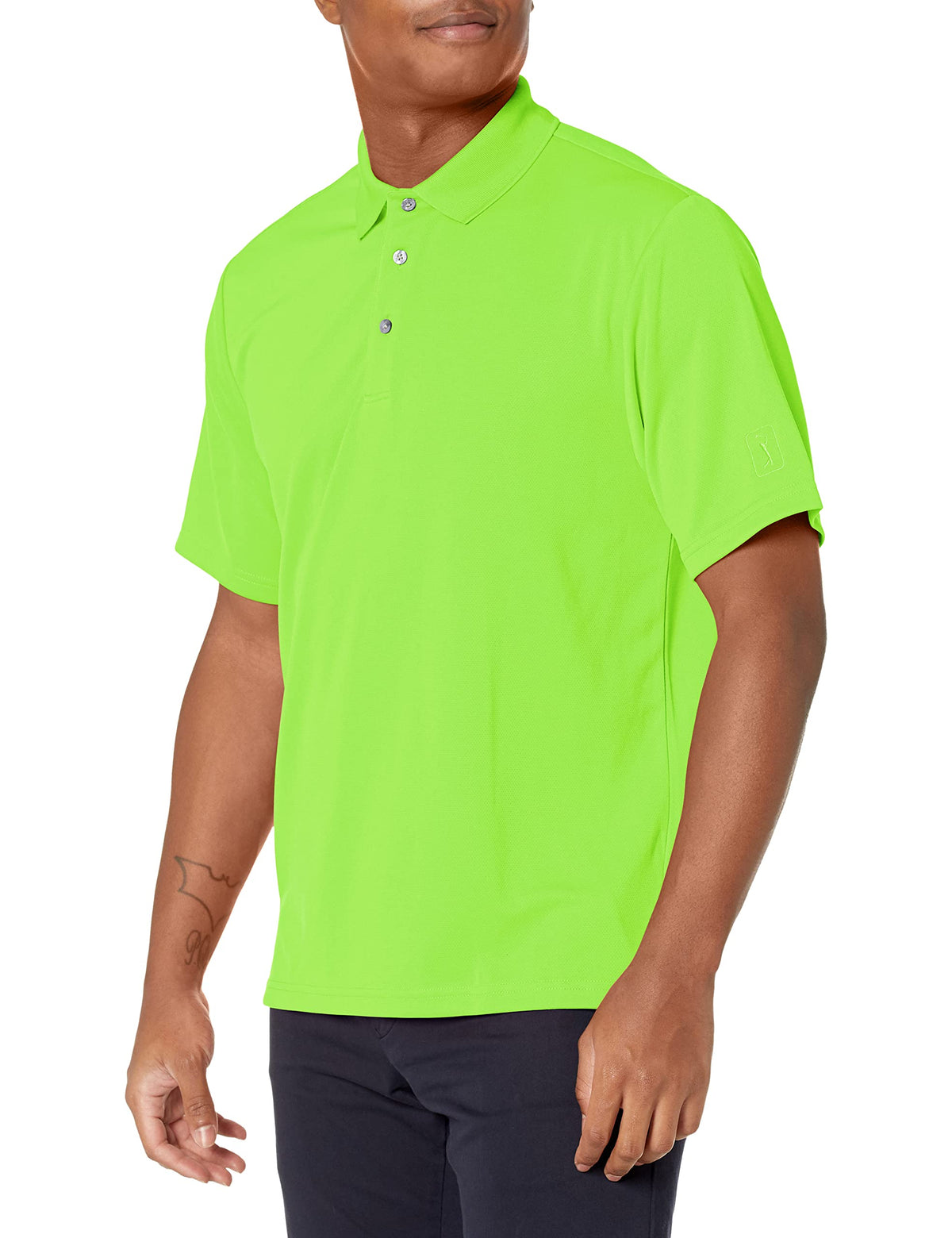 PGA Tour Men's Airflux Solid Mesh Short Sleeve Classic Golf Polo Shirt