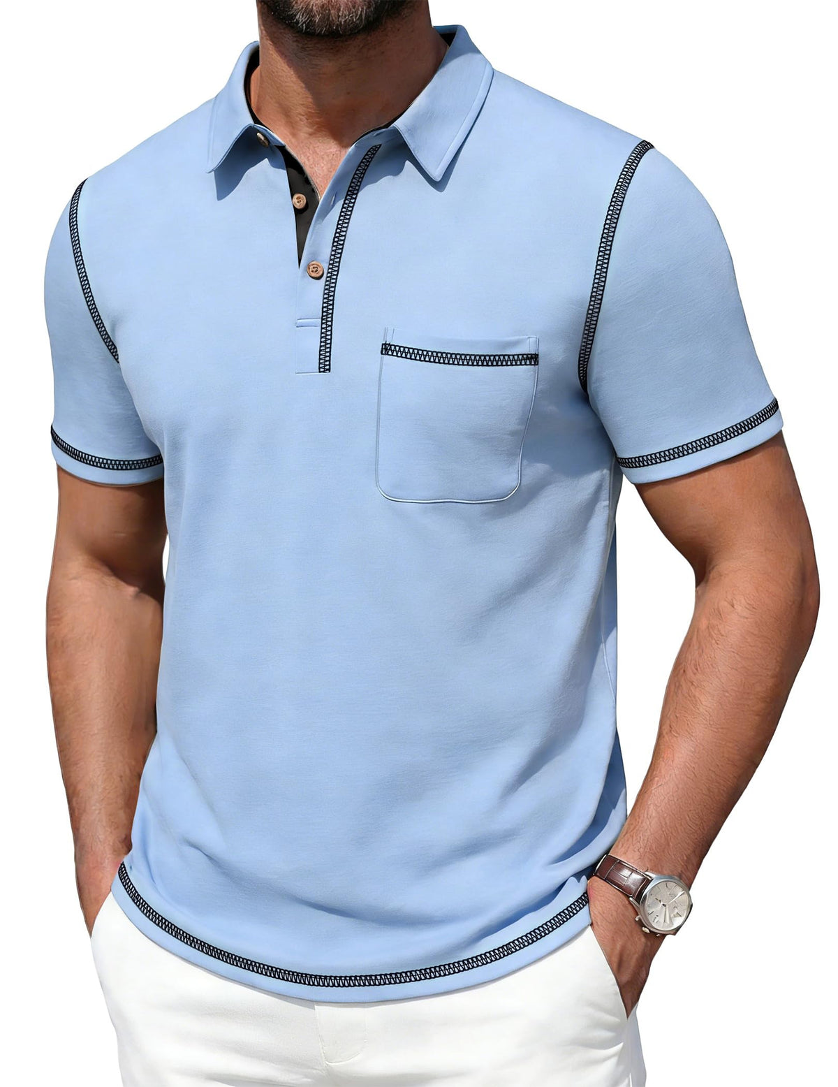 Mens Polo Shirts Short Sleeve Casual Summer Lightweight Cotton Golf Polo Shirts with Pocket