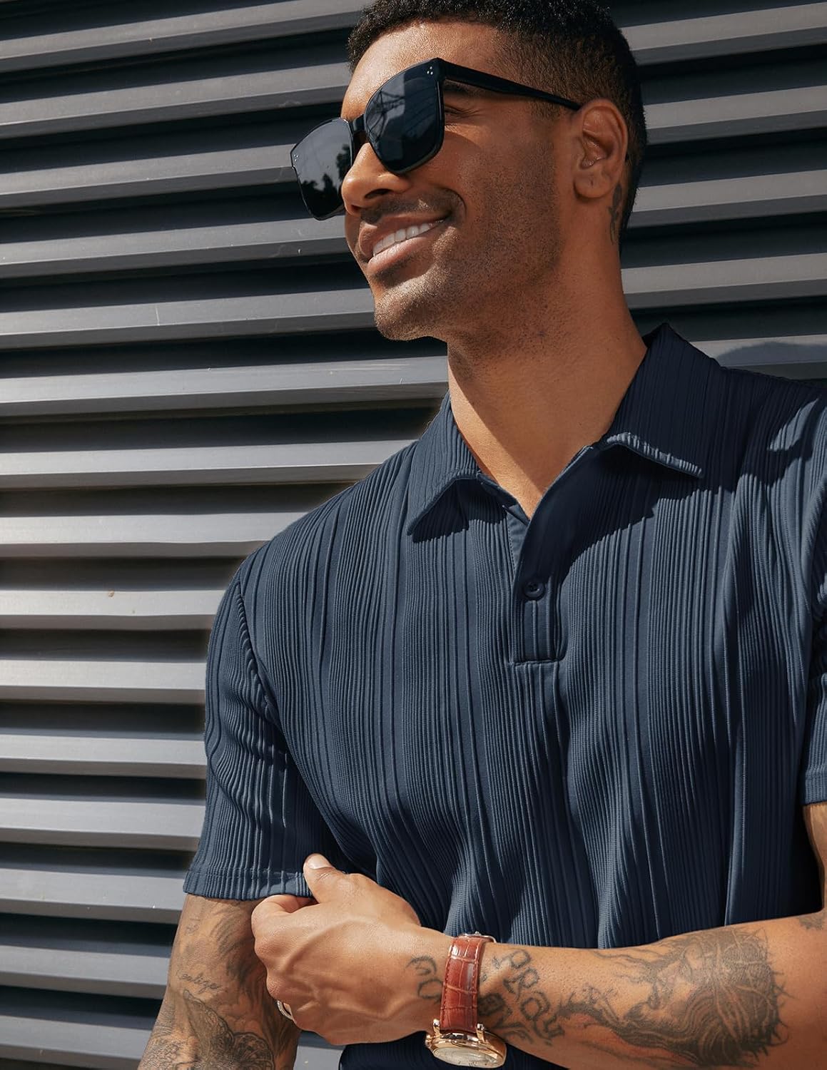 PJ PAUL JONES Mens Polo Shirts Short Sleeve Textured Knit Polos
